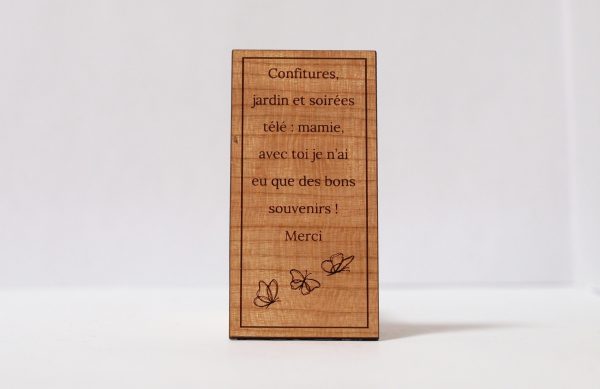 Amulette funéraire adhésive personnalisée en bois massif avec adhésif
