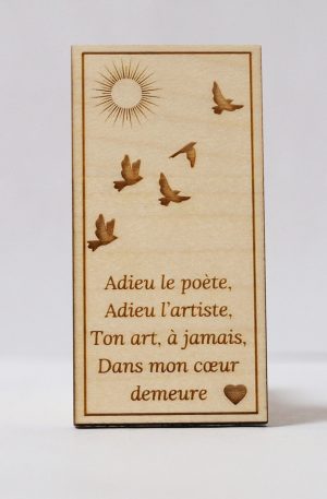 Amulette funéraire graphique adhésive en bois d'érable massif