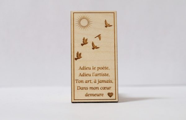 Amulette funéraire graphique adhésive en bois d'érable massif
